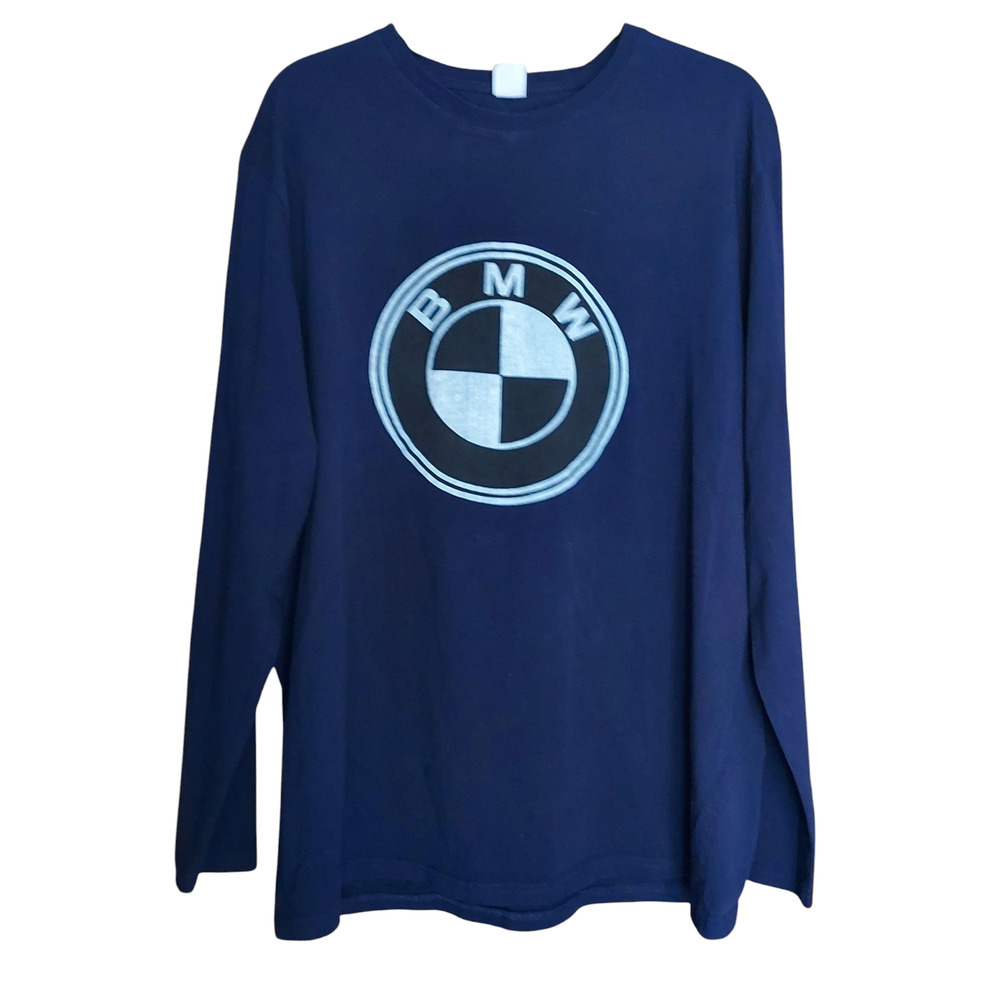 Unbranded BMW Logo Men's Blue Long Sleeve Crew Neck Shirt T-shirt Cotton Sz XXL